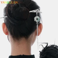 metal chain jade hairpins european and american style personality fashion long hairpin ms travel wedding accessories 2022