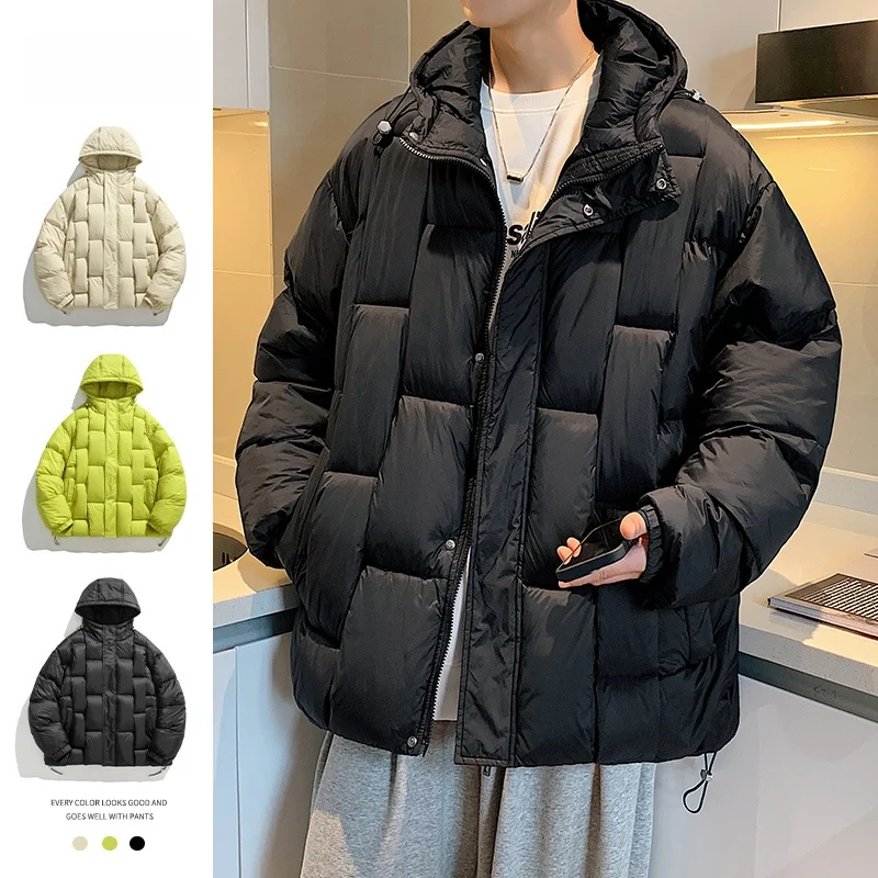 Зеленый пуховик авокадо с хлопковой подкладкой мужская зимняя утолщенная