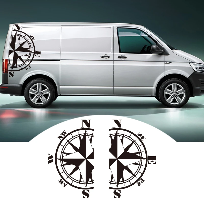 

2PCS Car Stickers For VW Bus T4 T5 T6 Compass Left Right Side Auto Body Vinyl Decals Modified Design Patterned Accessories