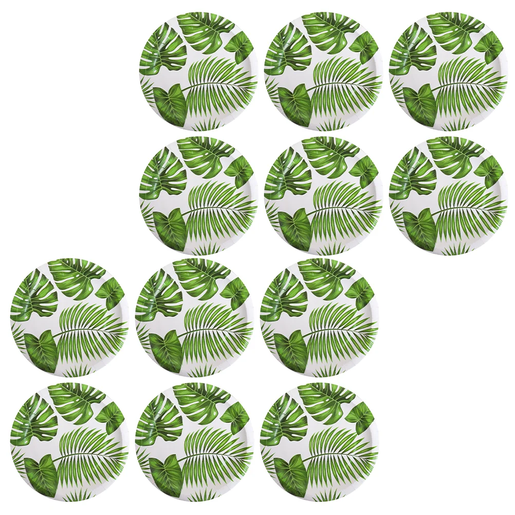 

Tropical Paper Plates Napkins Party Disposable Serving Utensils Monstera Leaves