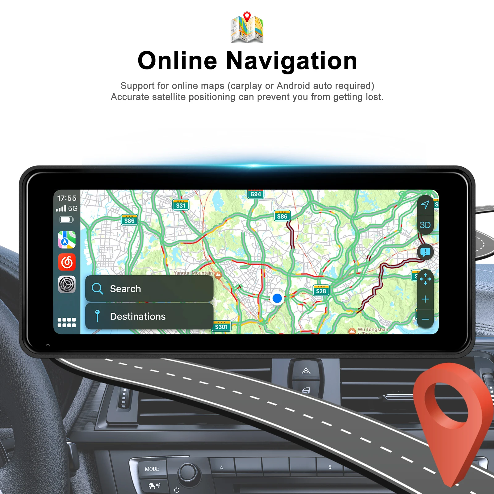Podofo 6 86 &quotCarPlay монитор автомобиля Carplay Android Авто экран портативный умный плеер