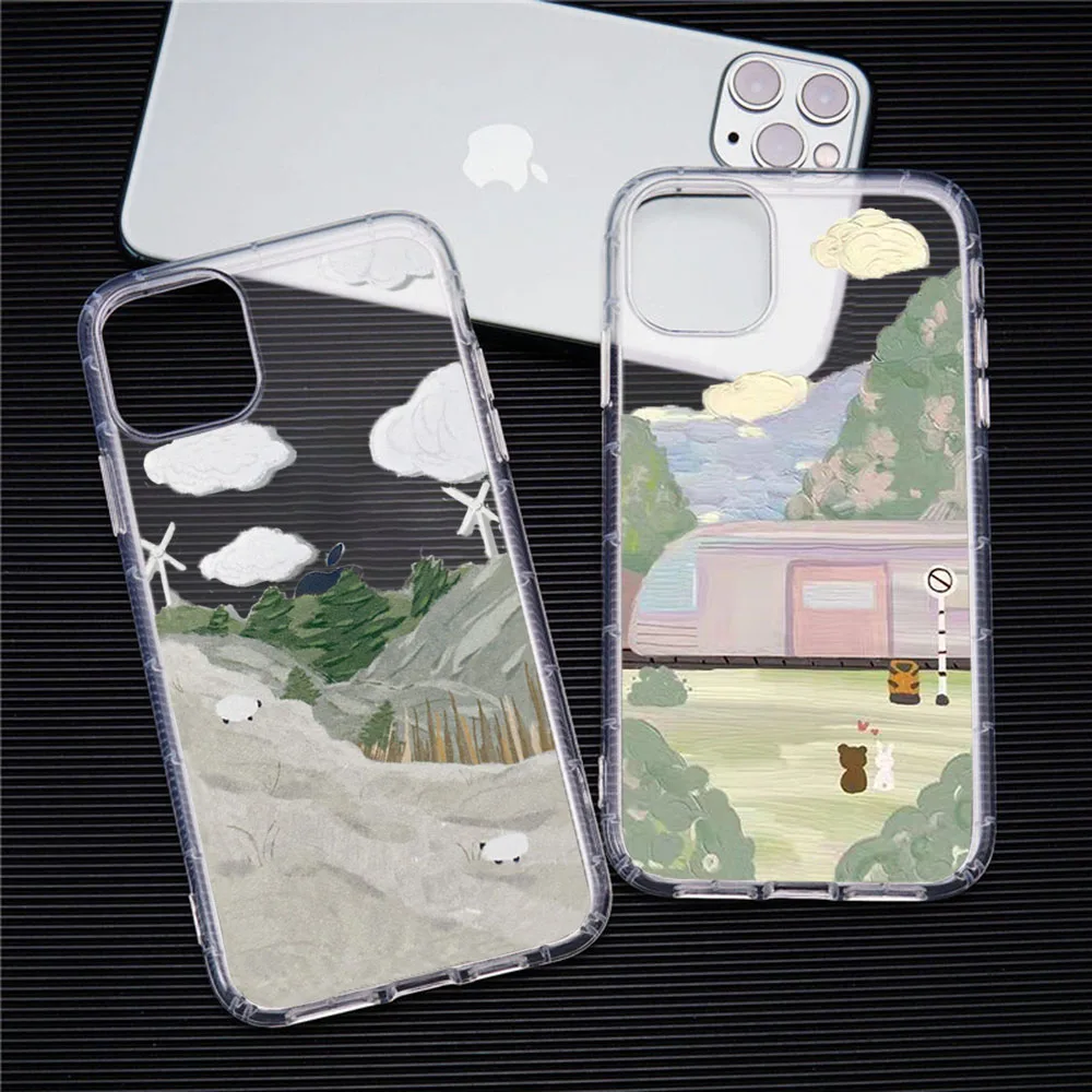Чехол для телефона прозрачный мягкий iphone 12 11 13 7 8 6 s plus x xs xr pro max mini оригинальный diy