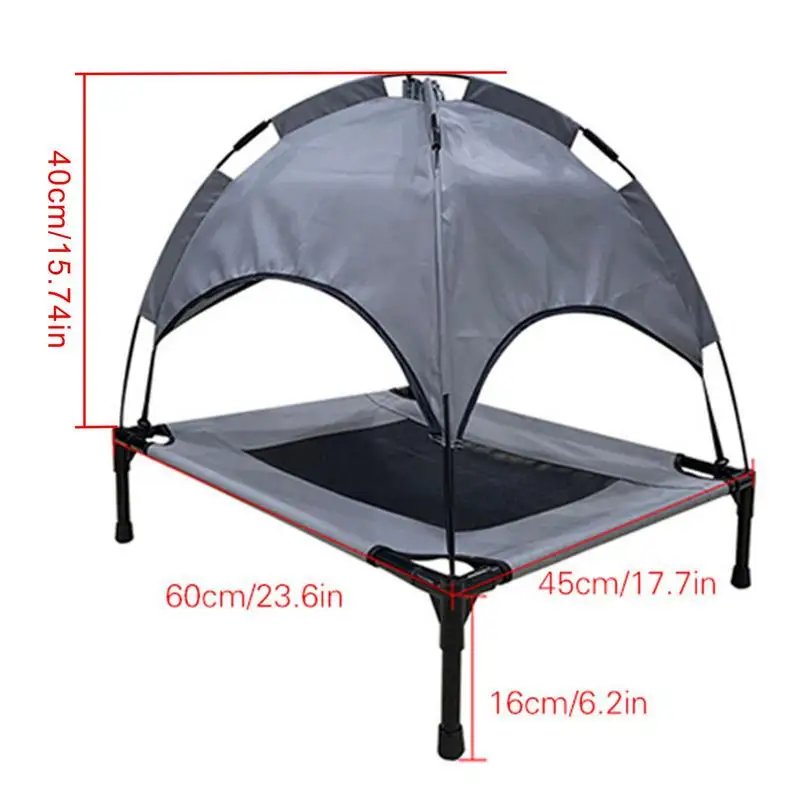 

Outdoor Dog Bed Elevated Pet Cot With Removable Canopy Shade Tent Portable Raised Pet Bed For outdoor travel Camping Beach