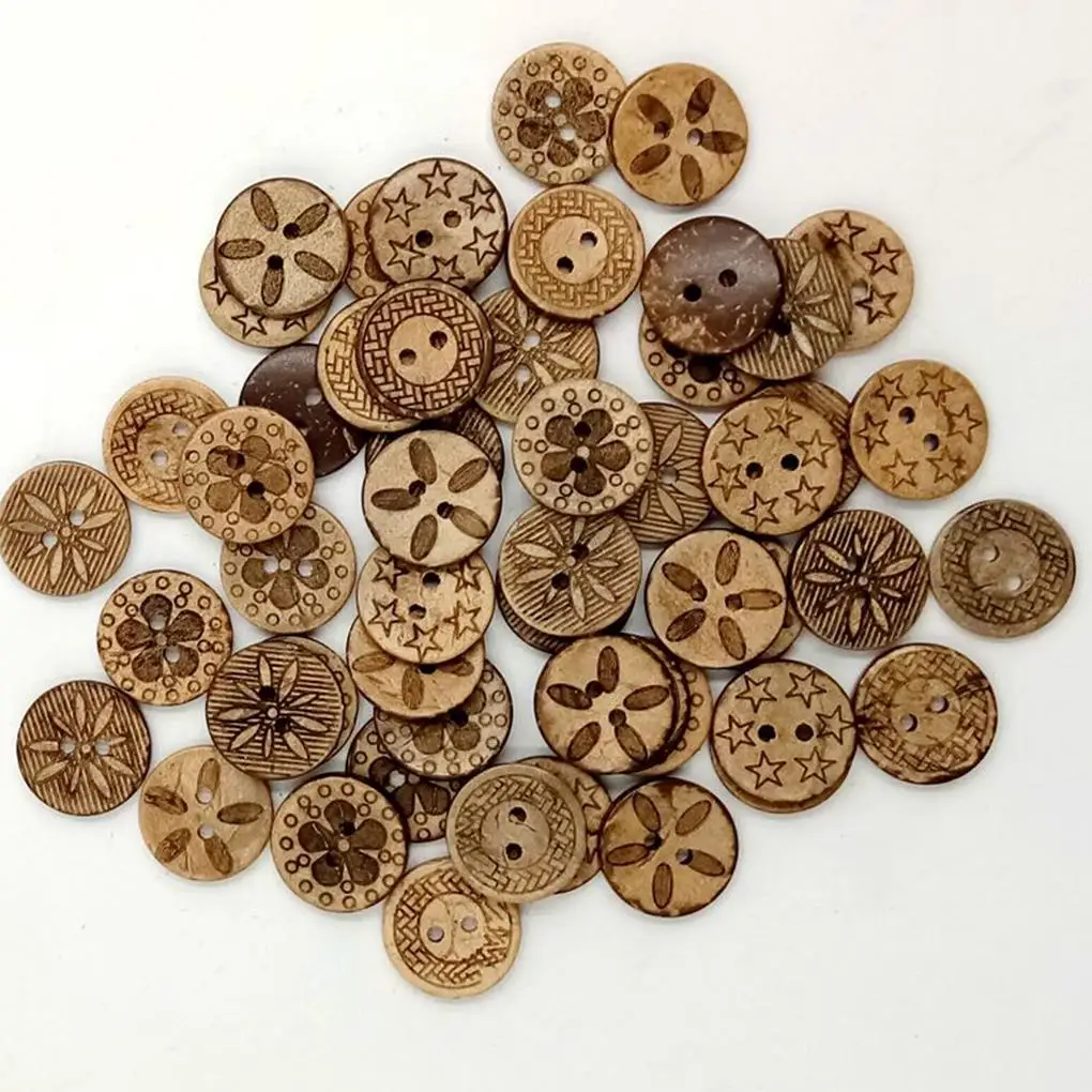 

Круглая деревянная скульптура, Кокосовая застежка, кнопки, пуговицы, отверстие для шитья одежды, украшение для одежды, сделай сам