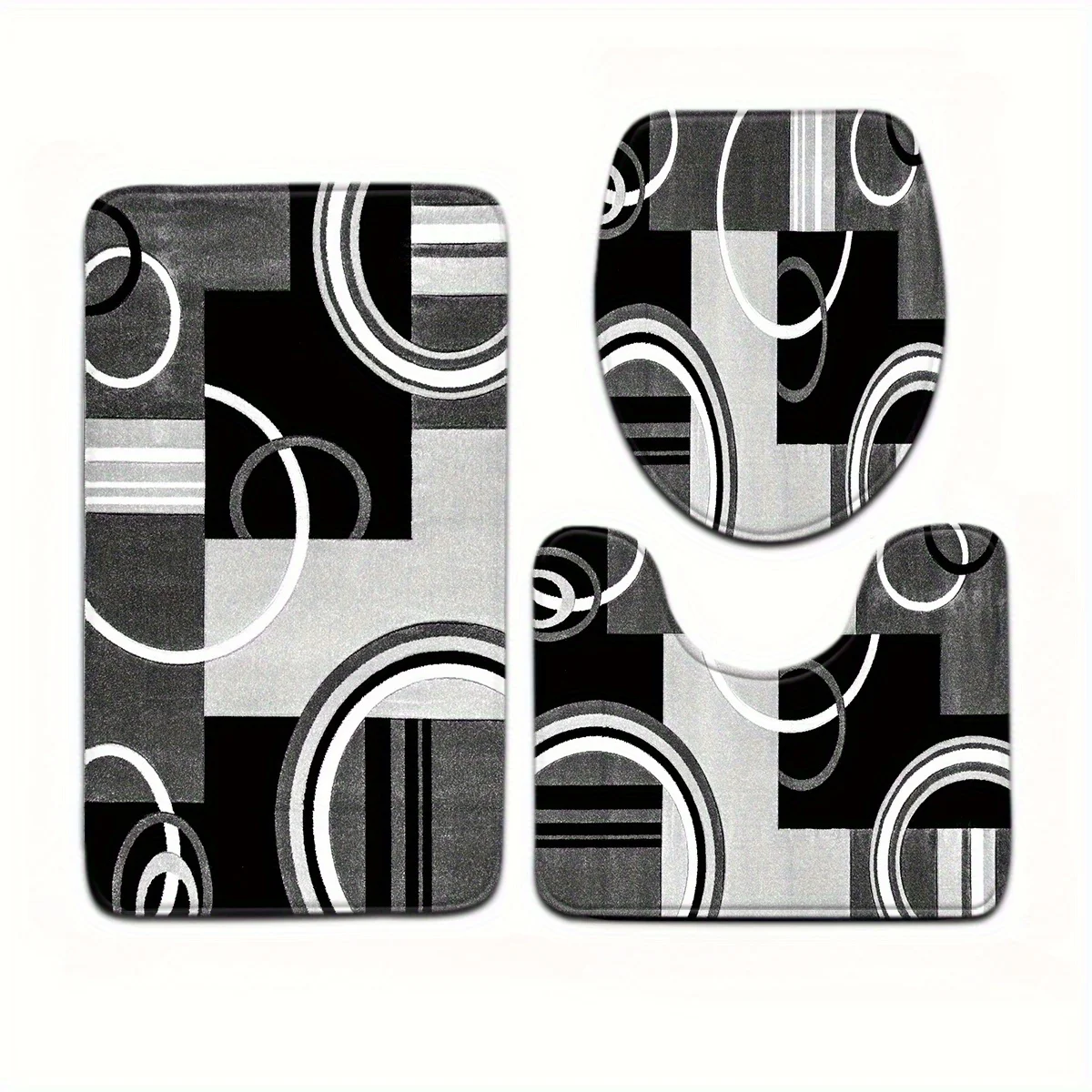 3шт европейских ретро-черно-белых нерегулярных геометрических рисунков, U-образных ковриков, ковриков для сидений унитаза, нескользящих ковриков омраам микаэль айванхов язык геометрических фигур