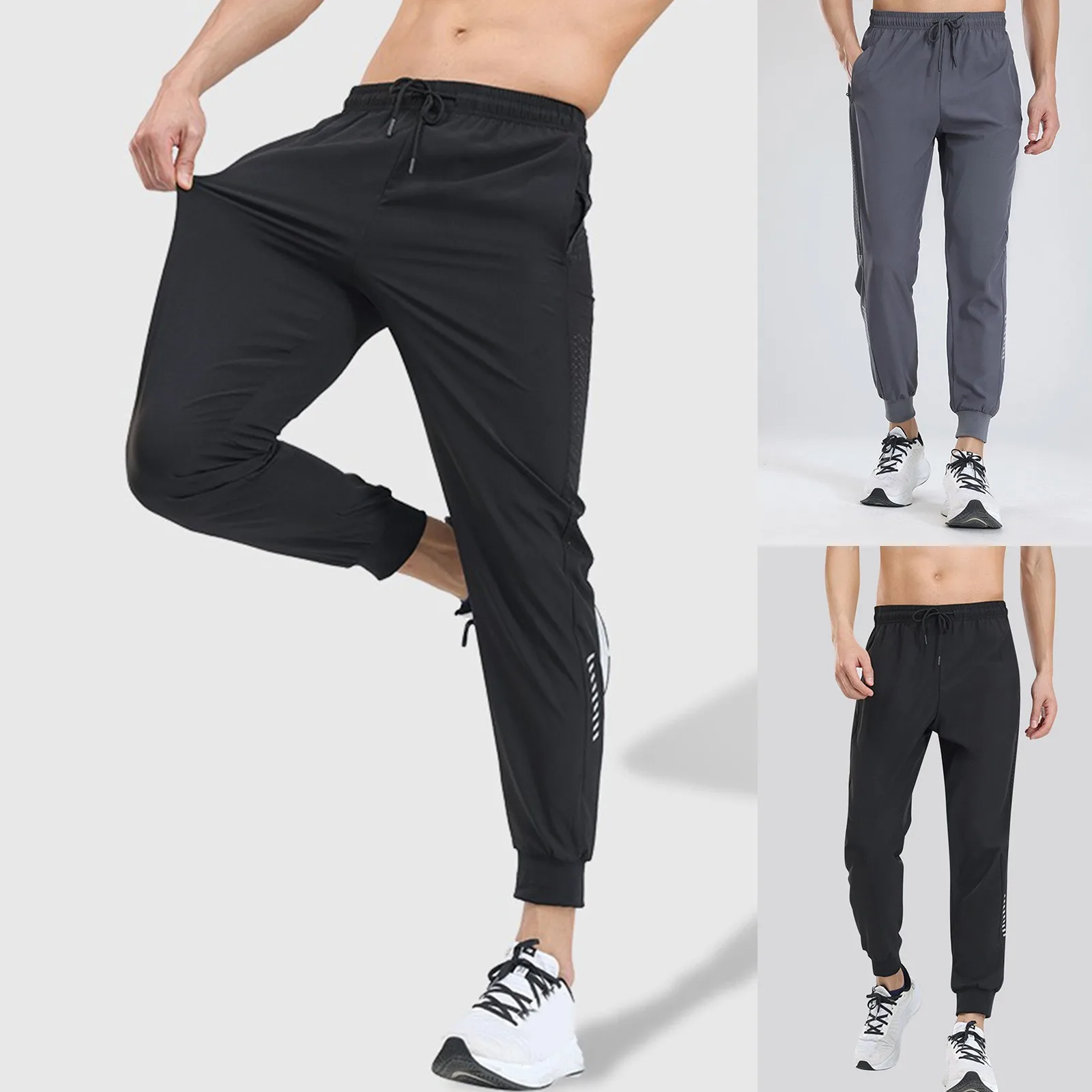Джоггеры мужские на молнии с карманами быстросохнущие спортивные штаны дышащие