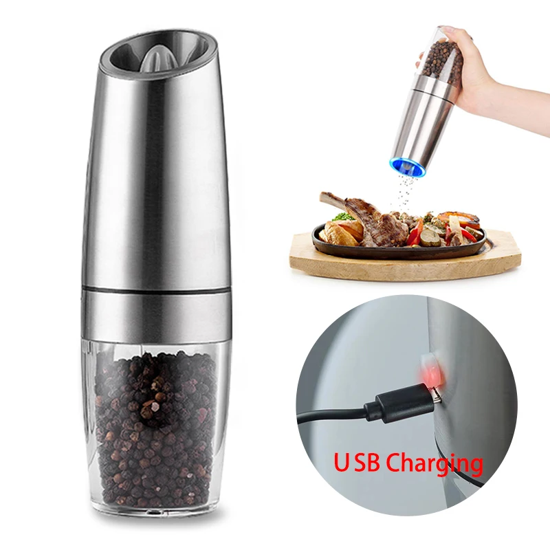 

Electric Spice Mill Salt and Pepper Grinder Stainless Steel Automatic Gravity Induction Grinder Kitchen Accessories Cooking Tool