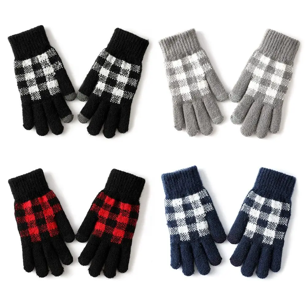

Women Men Outdoor Driving Lattice Warm Winter Gloves Mittens Fleece Thick Knitted Gloves