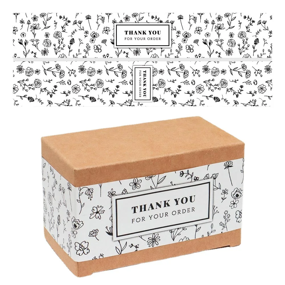 15pcs Flowers Rectangle Self-adhesive Seal Tag Gift Box Girdle Bussiness Greeting Label Sticker Thank You for Your Order - купить по