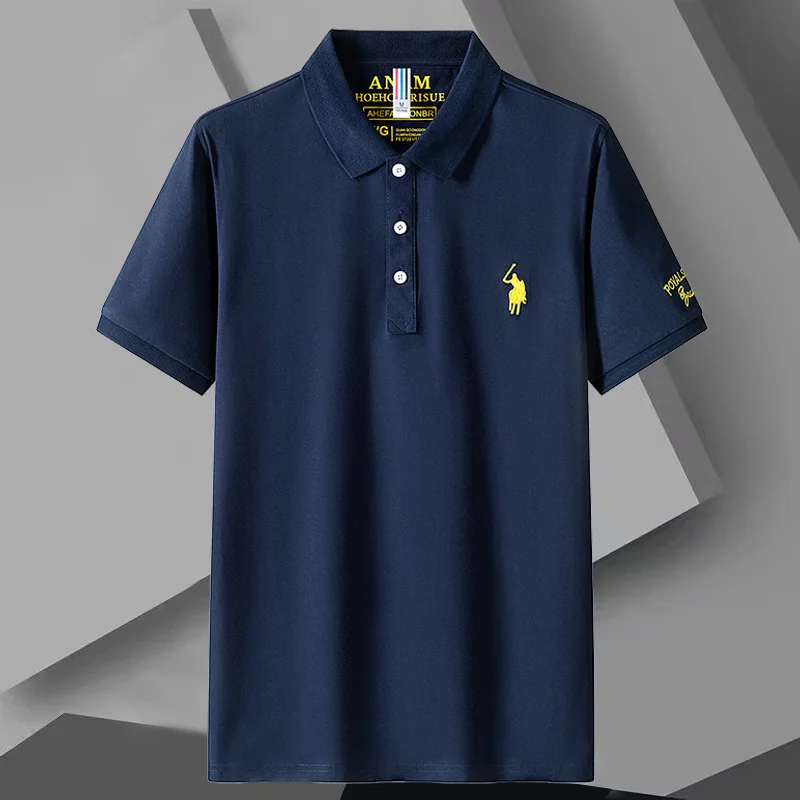 Summer Luxury Business Polo Shirts Men 2023 New Lapel Casual Fashion Short Sleeve Men Polos Brand Embroidered Baggy Men Clothing