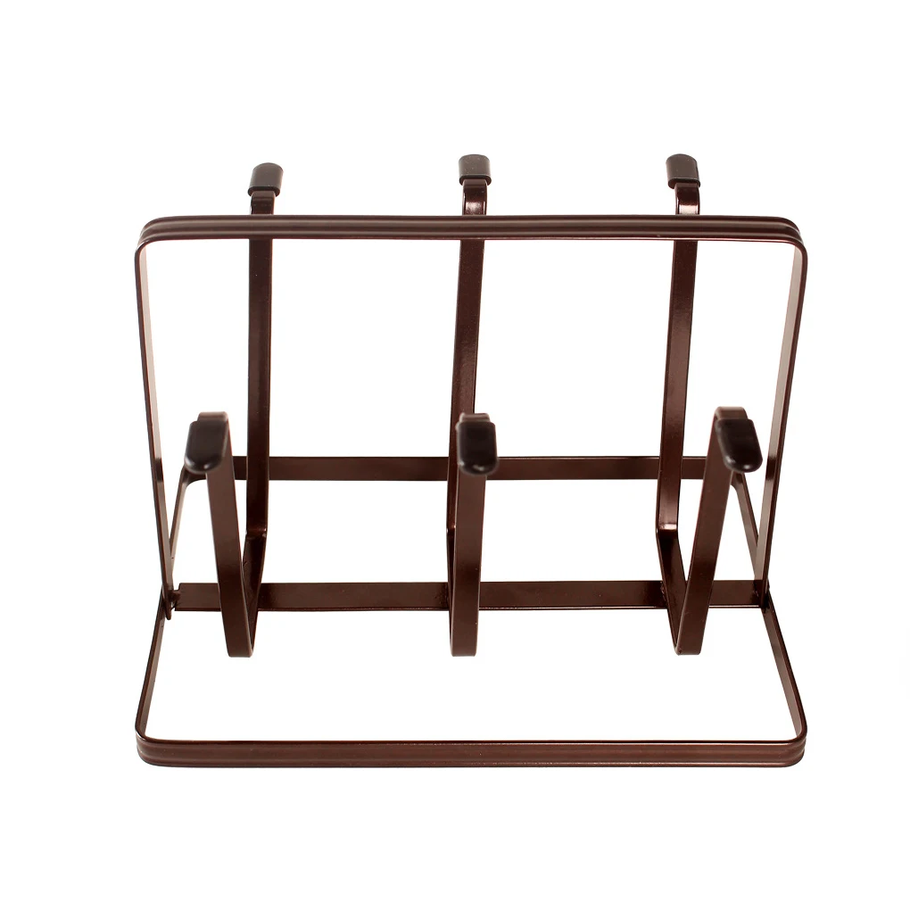 

Cup Drainer Wooden Handle Rustproof Corrosion Resistant Bottle Storage Rack Solid Color Wine Glass Organizer Table Black 1