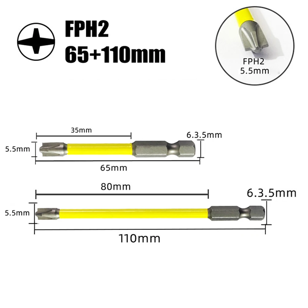 

Magnetic Cross Screwdriver Bit For Electrician FPH2 65mm 110mm Screw Driver Bits Multifunctional Screwdrivers Hand Tools