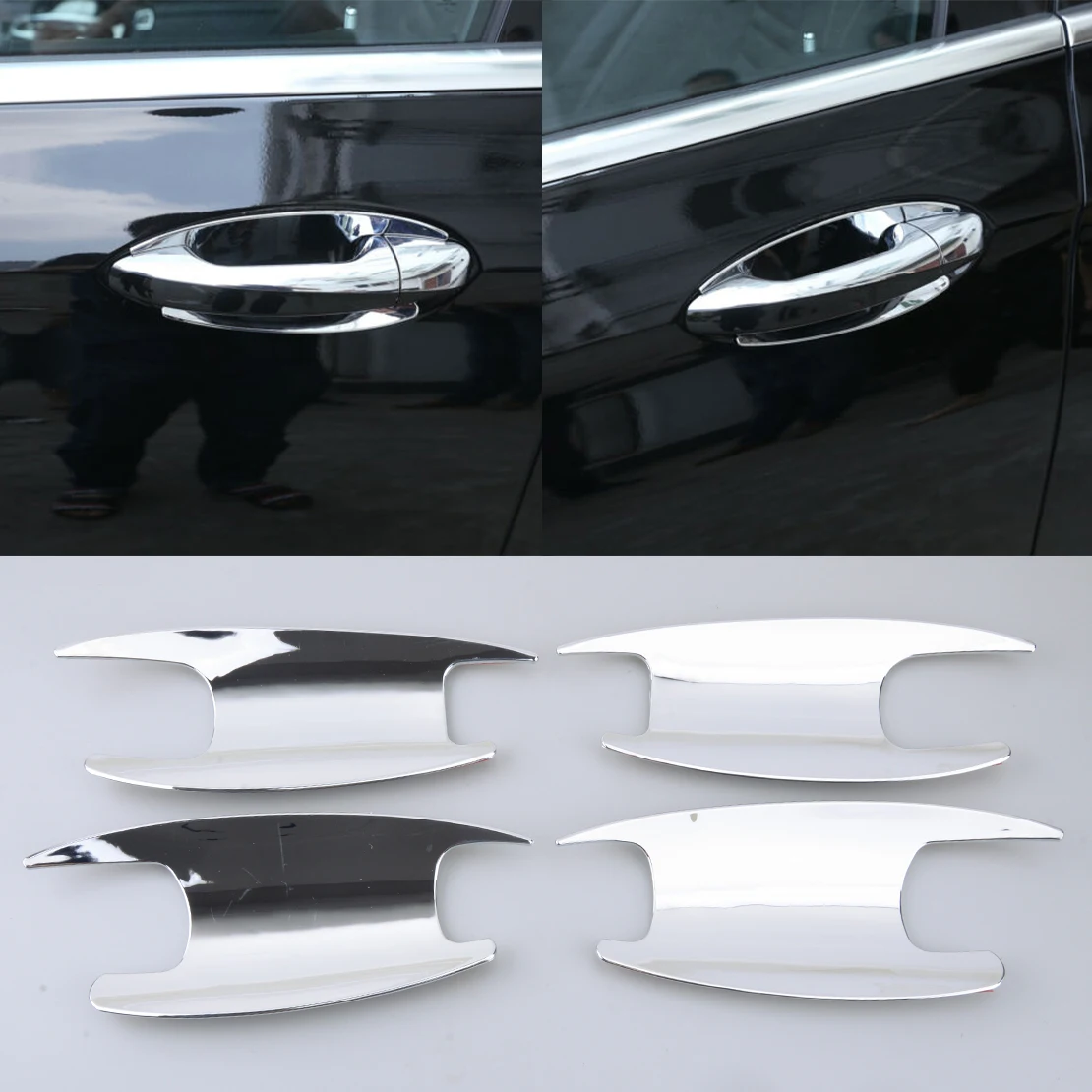 

4Pcs/Set Exterior Door Handle Bowl Cover Trim Fit for Mercedes Benz C E GLC Class W205 W213 X253 Silver ABS Plastic