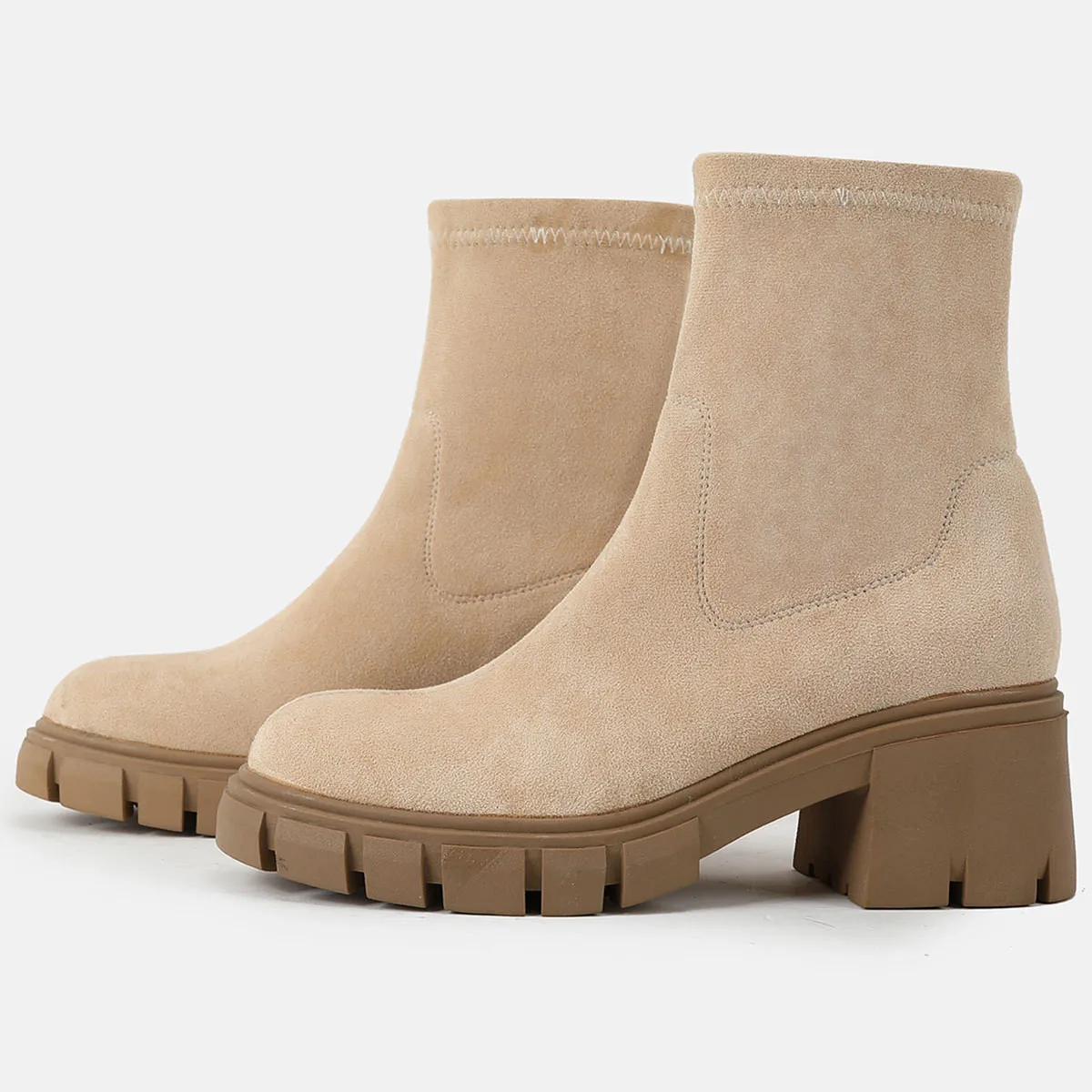 

Женские кроссовки на платформе, черные ботинки из флока на толстой подошве, до середины икры, без шнуровки, на резиновой подошве, для верхово...