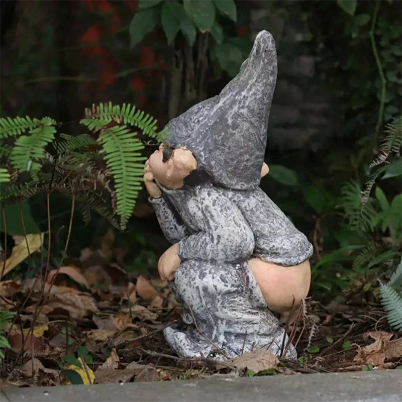 

New Dwarf Sculpture Patio Yard Decor Landscape Porch Decoration Outdoor Statue Naughty Knome Figurine Lawn Ornament