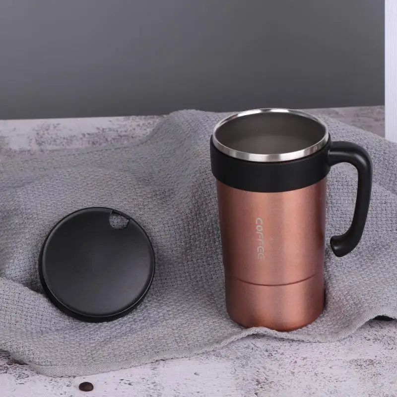 

Thermos Cup Food Grade Silicone Sealing Ring Wide-mouth Design Coffee Cups With Spoon Sturdy And Durable Vacuum Coffee Cup