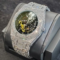 new skeleton mens automatic mechanical watch tourbillon hip hop iced out clock luxury brand diamond man jewelry luminous watches