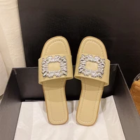 slippers women luxury brand rhiestone ladies flat beach shoes for women design slide female flip flop woman summer slipper shoe
