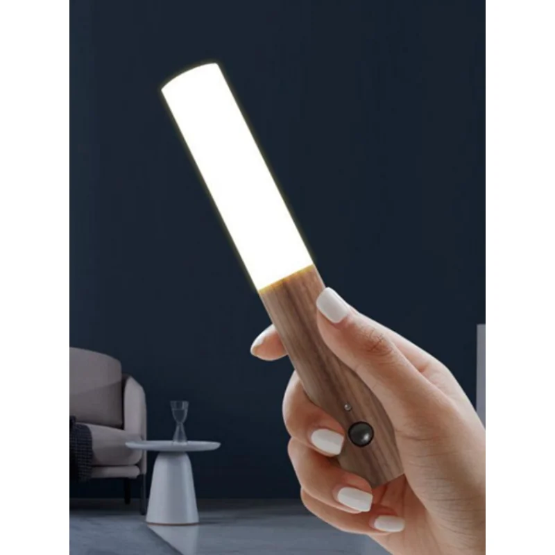 

Умный светодиодный светильник с датчиком движения, настенная магнитная лампа с деревянной подсветкой для коридора, спальни, стола