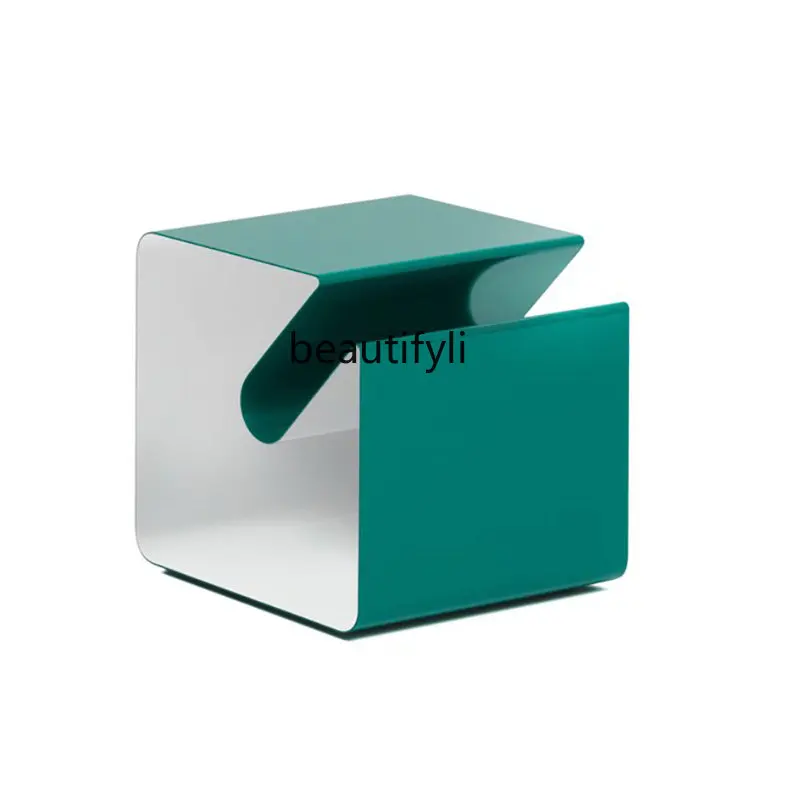 

zq Small Coffee Table Home Living Room Mini Sofa Side Table Nordic Designer Creative Iron Art Bedside Table