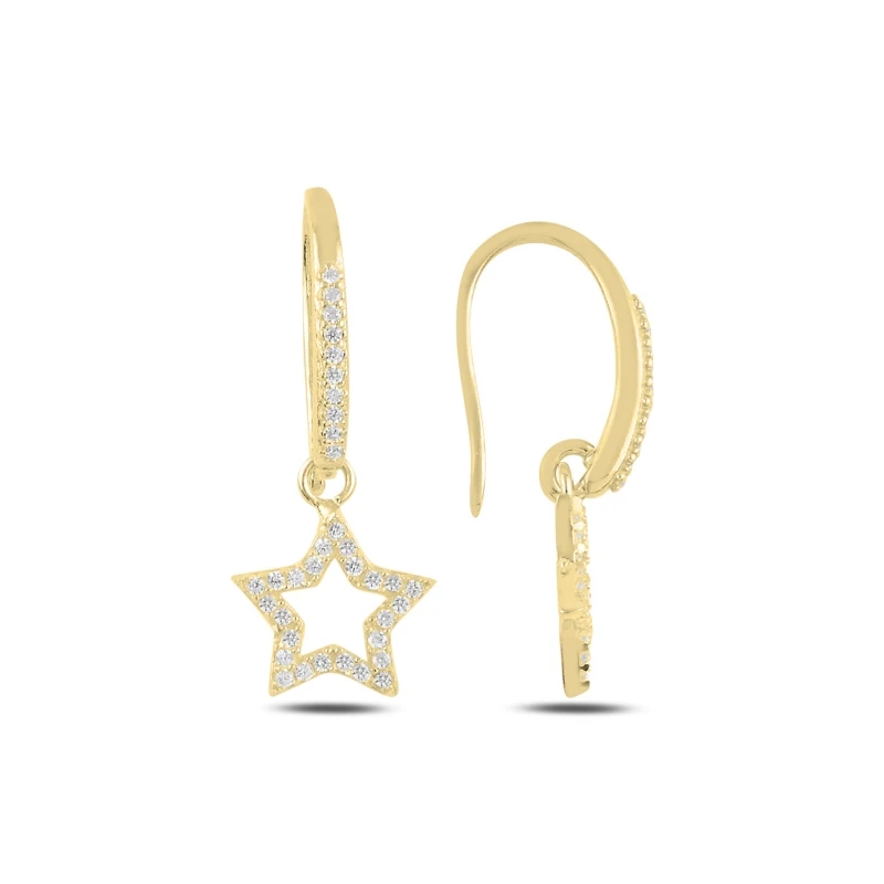 

Silver 925 Sterling Dangle Star Zircon Stone Earrings
