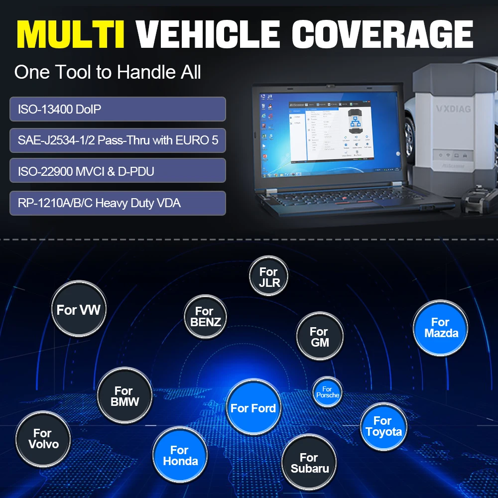 VXDIAG VD910 для всех автомобилей 13-в-1 OBD2 автомобильный диагностический инструмент J2534