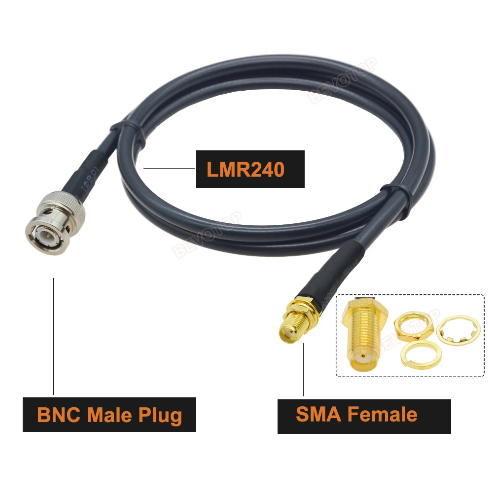 LMR240 Cable BNC Male Plug to SMA Female Jack RF Coaxial LMR-240 50-4 Low Loss 50 ohm Coax Pigtail Jumper Extension Cord |