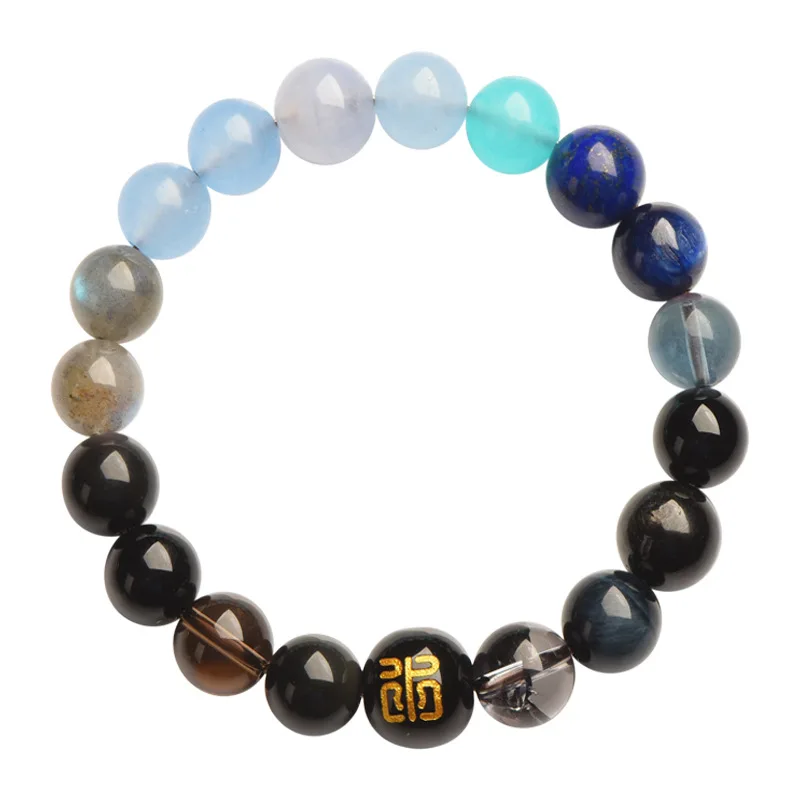 Ювелирный браслет с пятью элементами из натуральных волос киновари кристалл