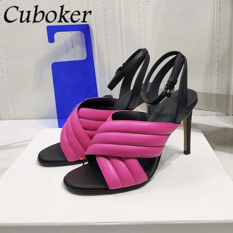 

Sponge Pad High Heel Sandals Women Shoes Buckle Strap Peep Toe Heels Woman Sexy Black Stiletto Party Sandalias Femininas Shoes