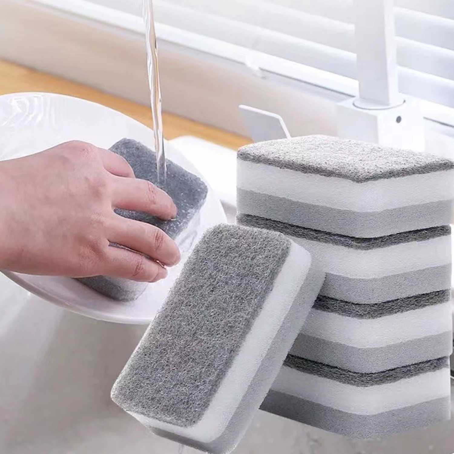 

Pot Washing Sponges Double-sided Cleaning Spongs Household Scouring Pad Wipe Dishwashing Sponge Cloth Dish Kitchen Tools