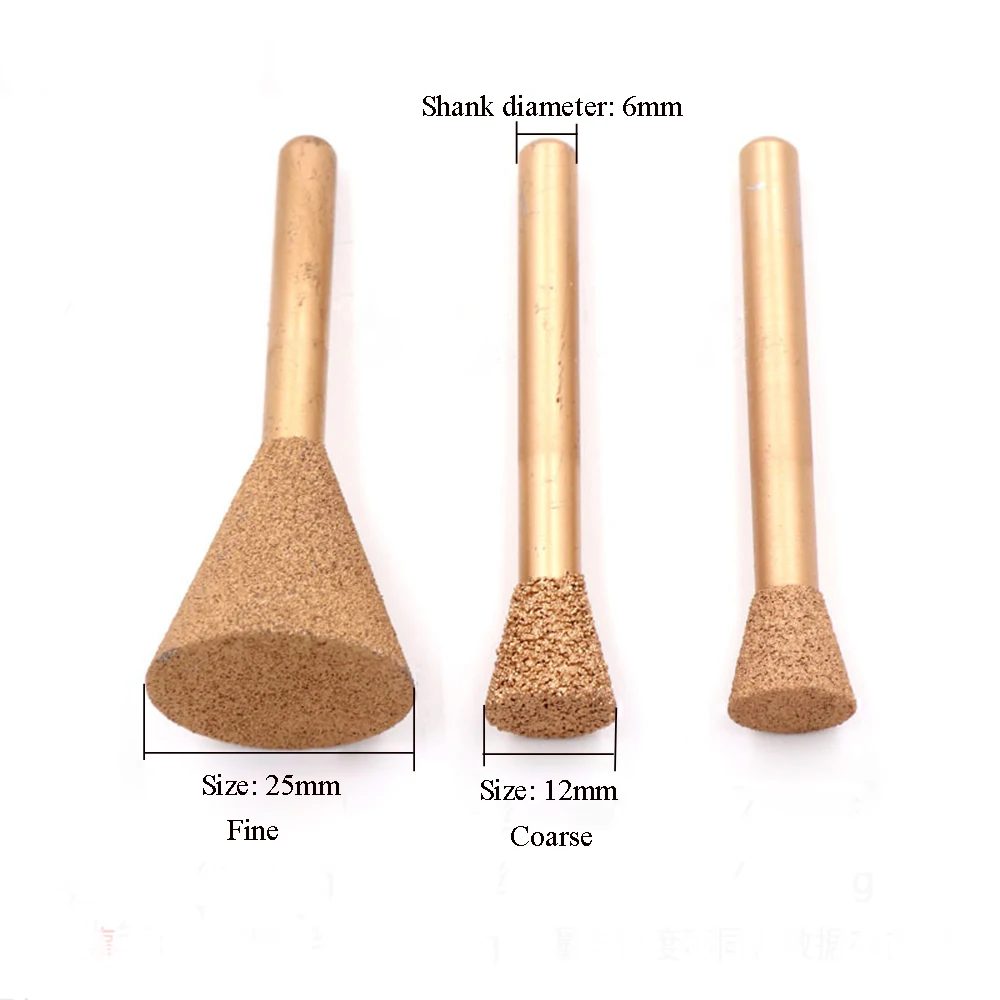 

12mm - 25mm Brazing Diamond Burr Grinding Engraving Bit 1/4'' Shank 46 100 Grit