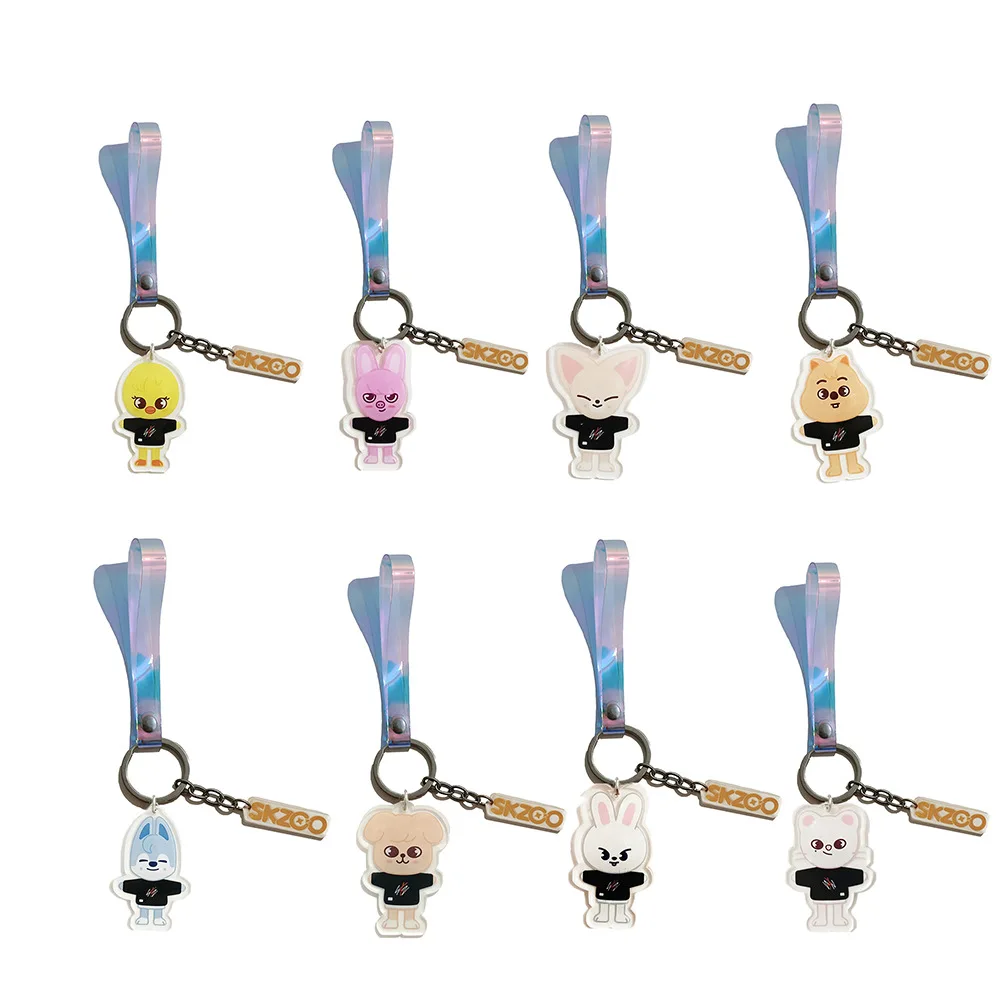 

1pcs Kpop Stray Kids skzoo Keychain Metal key chain Acrylic Pendant Clothes Bag Accessory