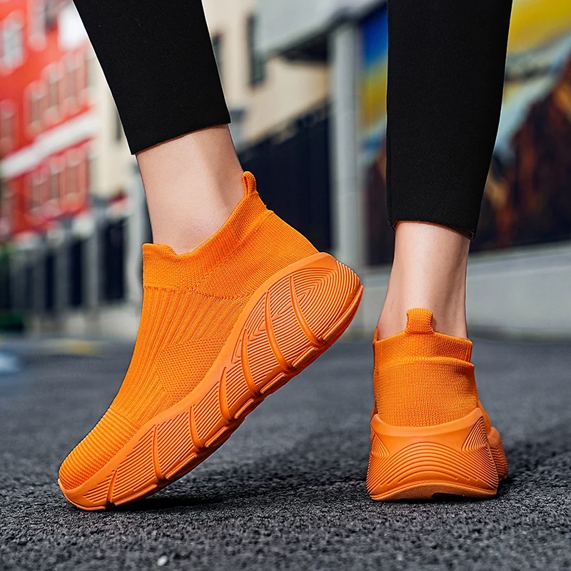 Летние оранжевые носки мужские и женские дышащие вязаные повседневные кроссовки