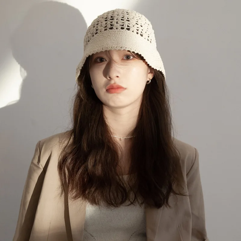 

Вязаная дышащая шапка ручной работы, летняя и осенняя воздухопроницаемая вязаная шапка с подвесками там-O-Shanter, Женская шерстяная шапка