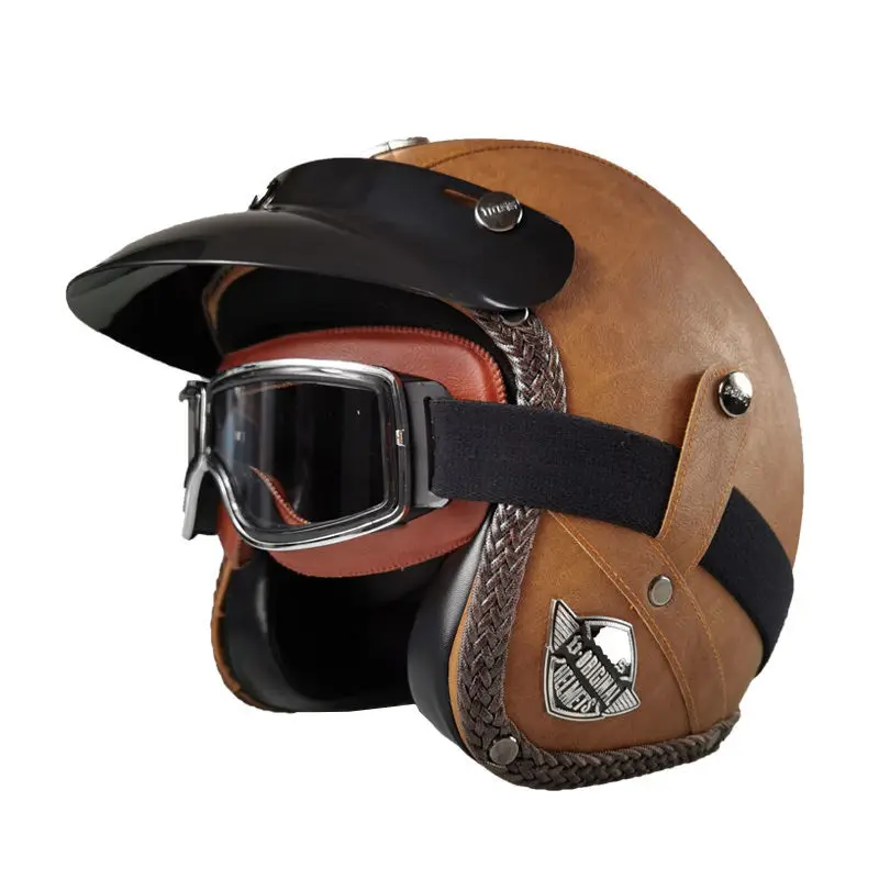 

Open face 3/4 DOT Motor Helmet Retro Motorcycle Helmet Moto Helmet Scooter Vintage Biker Motorbike Crash Moto Helmet Casco