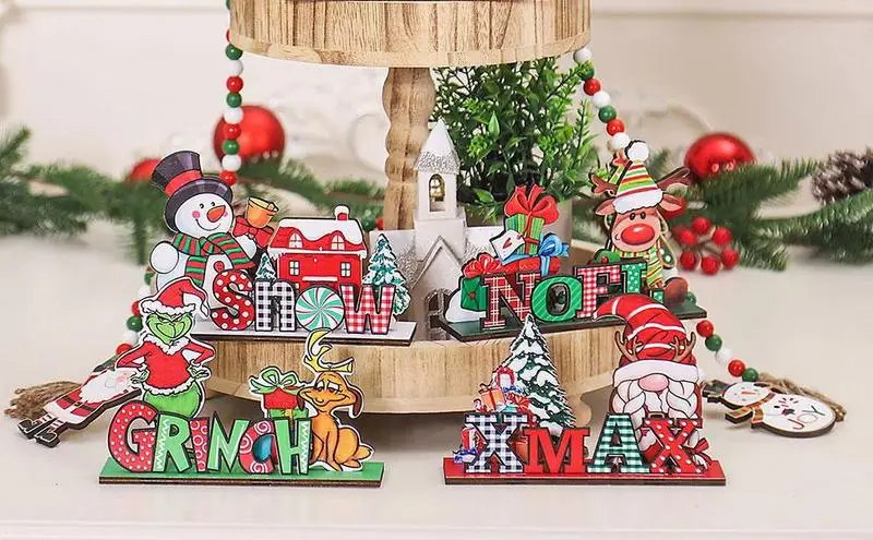 Christmas Centerpieces Tables Christmas Decorations 2024 Santa Claus Table Wooden Innovative Centerpieces Letters Decorative