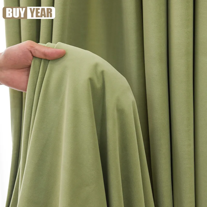 

2022 Draping matte Nordic high shading curtain French balcony study flannelette curtains for living room bedroom dining room