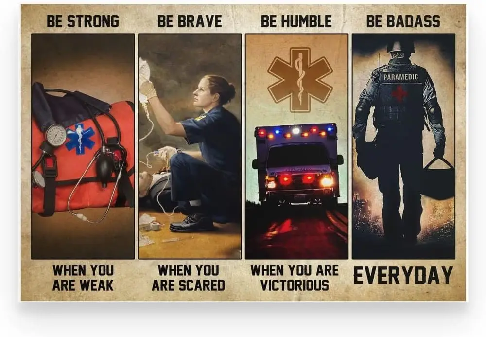 Винтажная металлическая жестяная вывеска EMT Фельдшер Be Strong Brave Humble Подарки