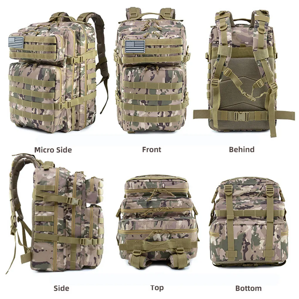 

Large Capacity Male Multipurpose Multi-pocket Backpacks Convenient Bags Wearable Rucksack Camping Hunting Bag Khaki