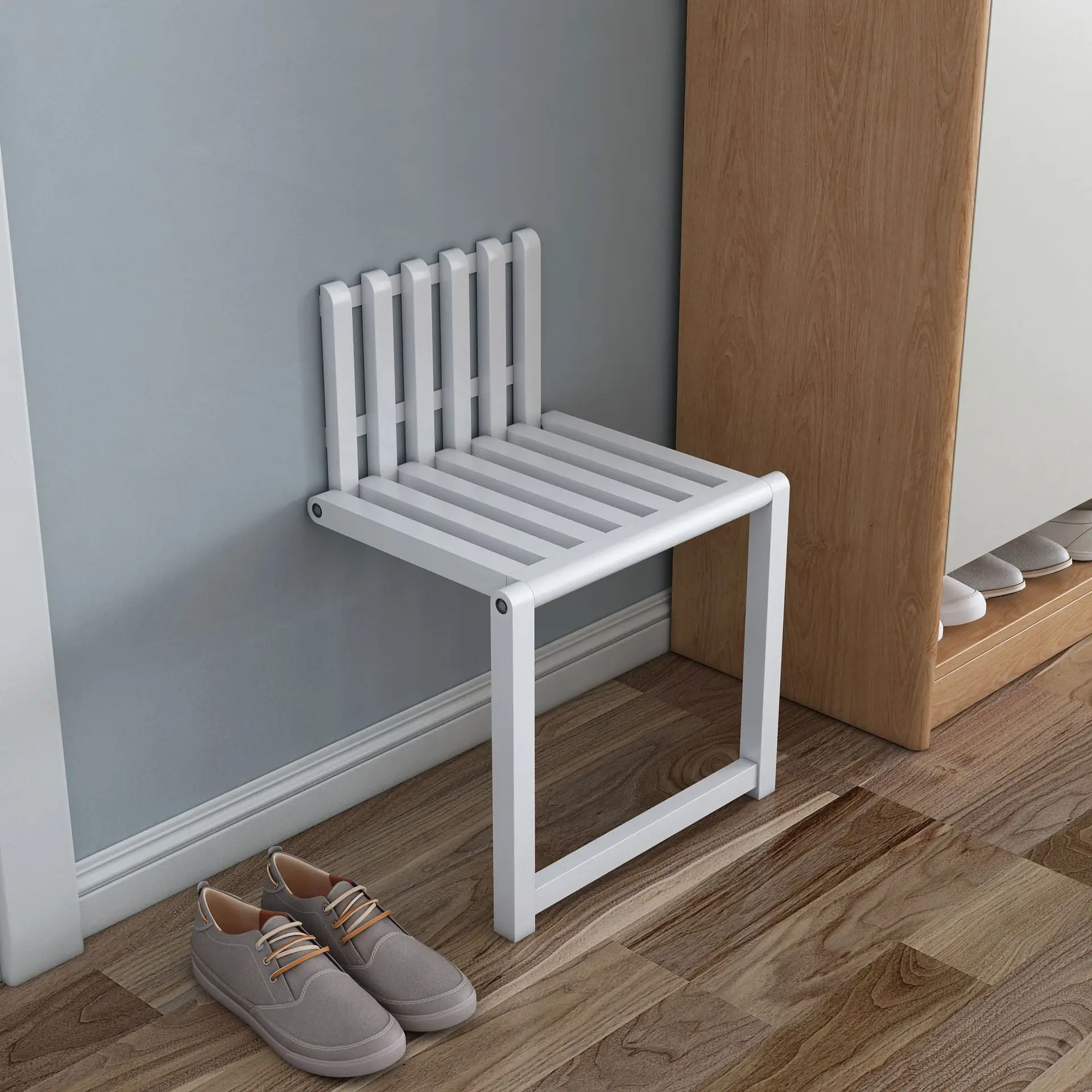 

Silla plegable Invisible montada en la pared, taburete para cambiar zapatos, porche de a zapatomultifuncional para el hogar