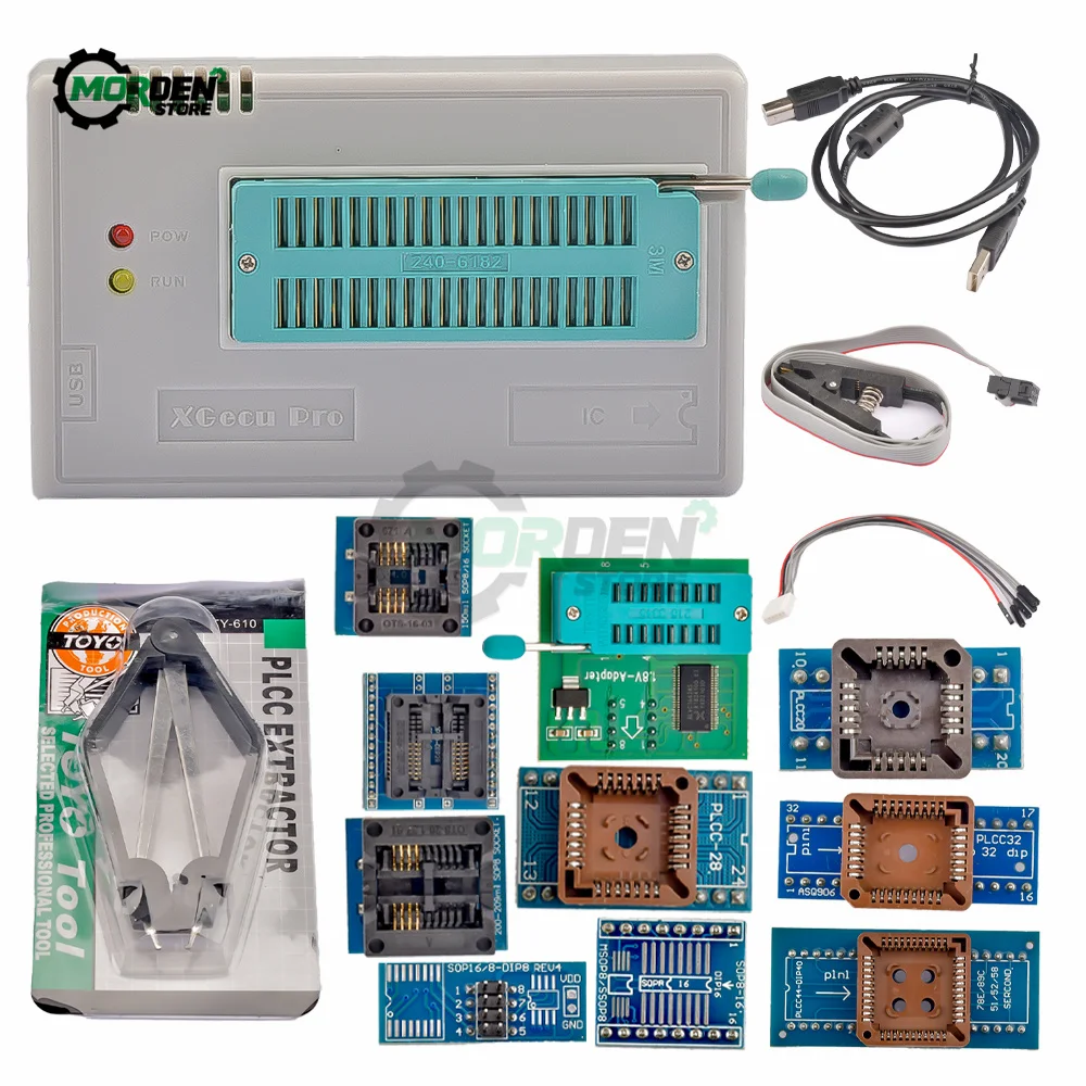 

V11.9 TL866II Plus Minipro Programmer+28 Adapters+Test Clip TL866 PIC Bios High Speed Programmer For Electrical Tools