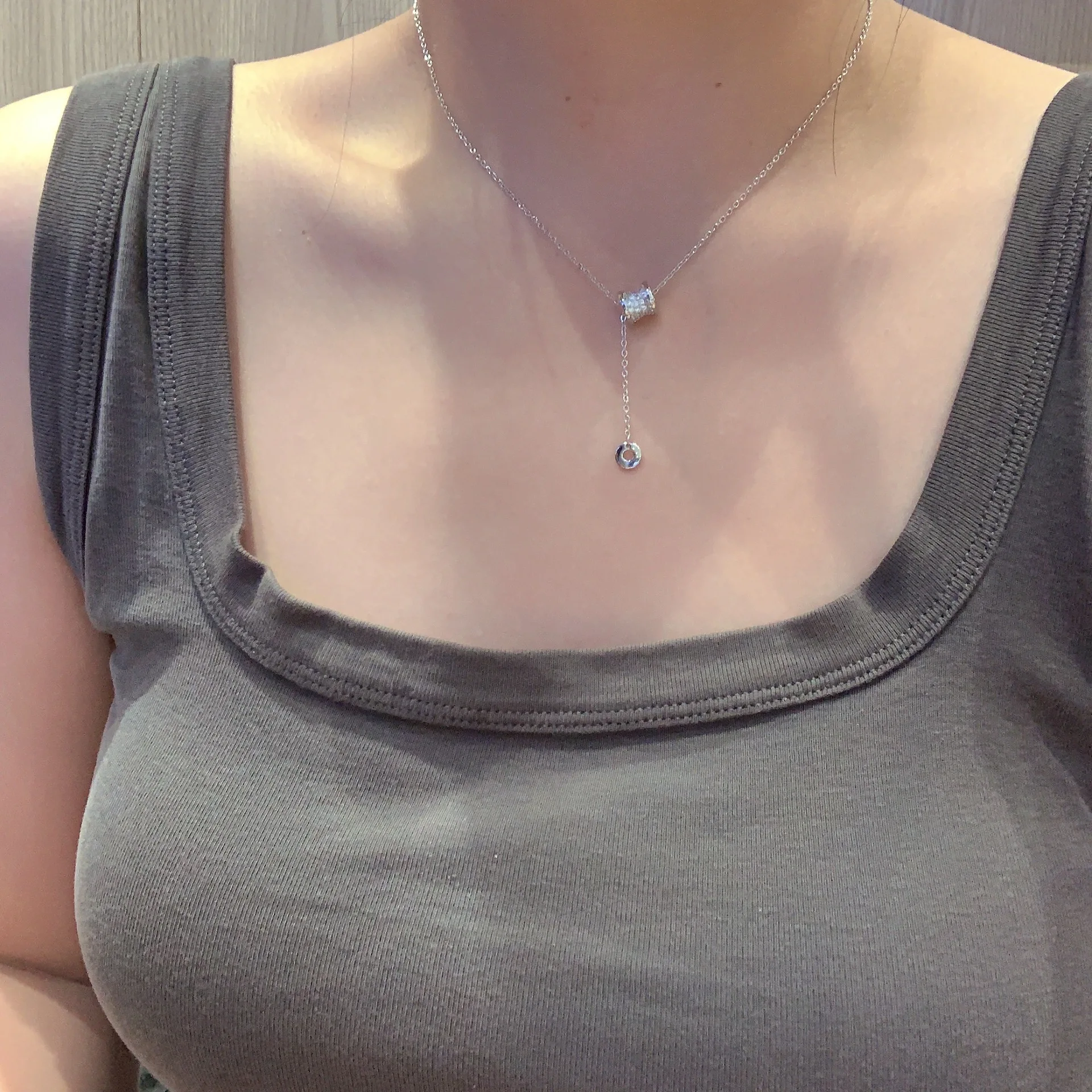 

Ожерелье женское из серебра 925 пробы, модное регулируемое ювелирное изделие, простой подарок на свадьбу, вечеринку