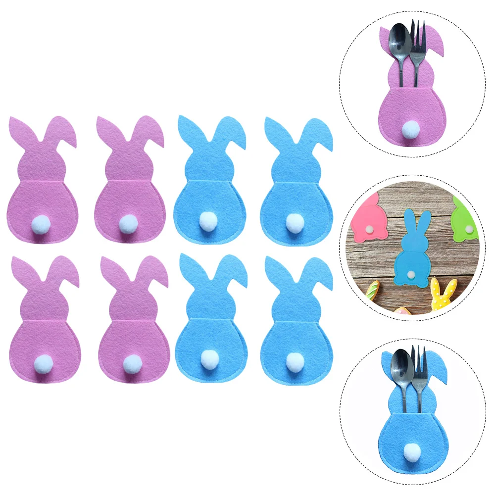 

Easter Cutlery Holdertableware Utensil Decor Pouch Cover Table Flatware Pocket Dinner Silverware Party Rabbit Fork Bunny Wraps