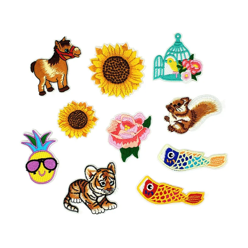 

Cat Cloth Sticker Cartoon Cute Pony Sunflower Embroidery Cloth Sticker Tiger Computer Embroidery Patch Sticker Sewing