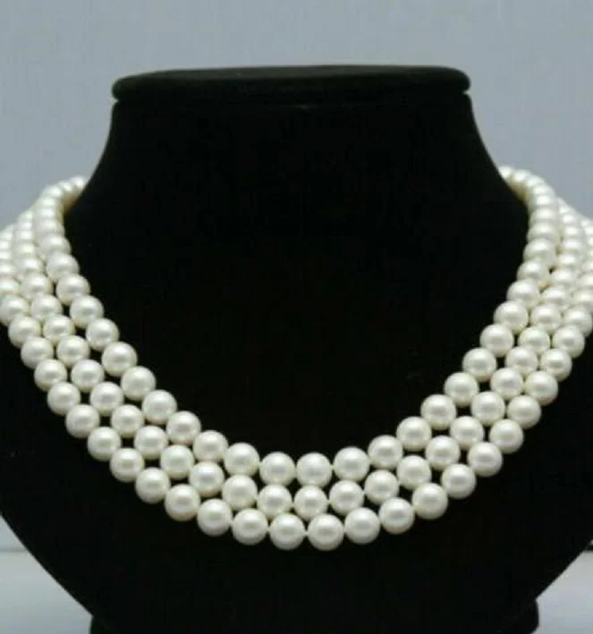 

classic 10-11mm south sea white round pearl necklace 54inch