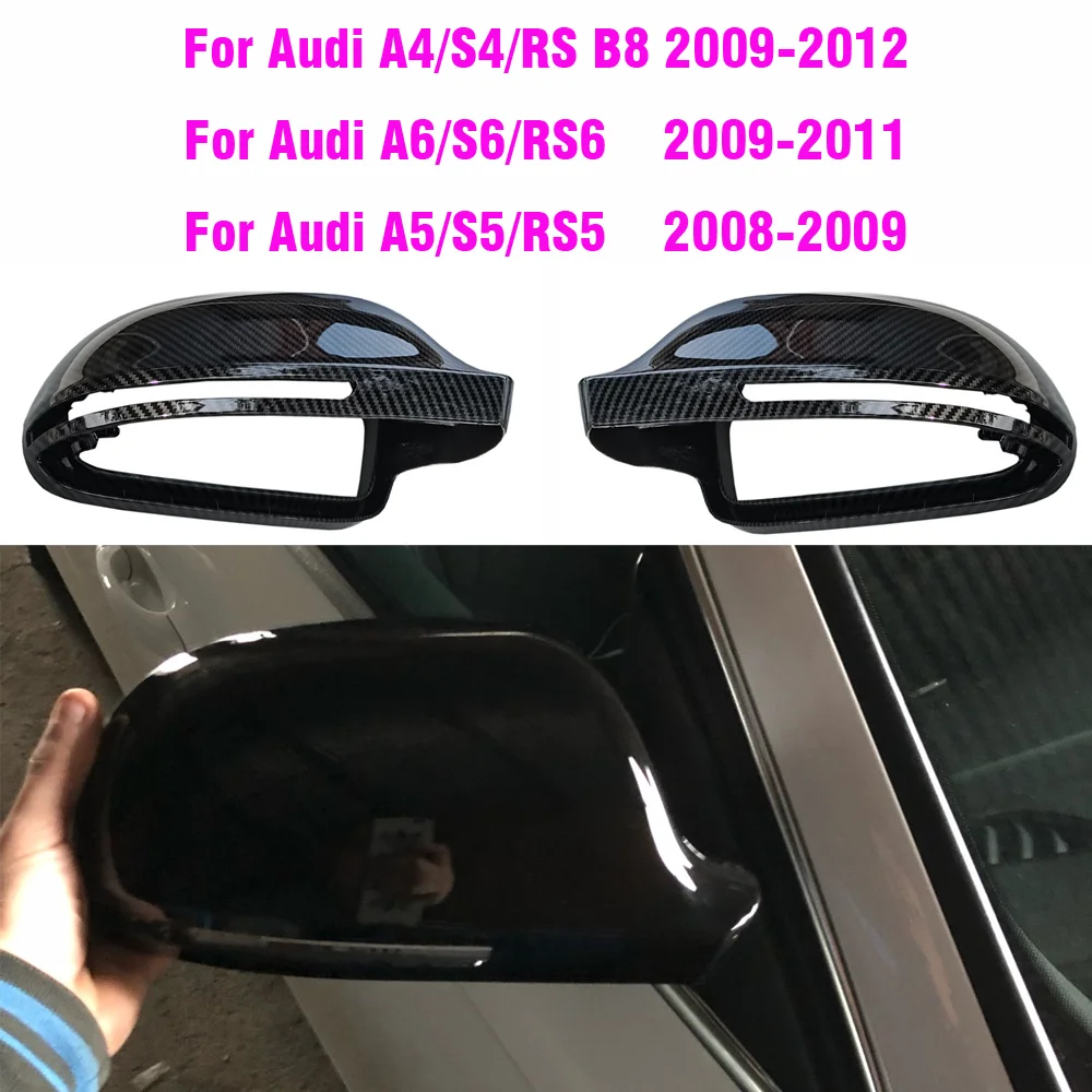 

For Audi A4 A5 B8 A3 8P A6 C6 Q3 ABS Carbon Fiber Color Style Type Car Side Door Mirrors Cover Auto Rrearview Mirror Caps