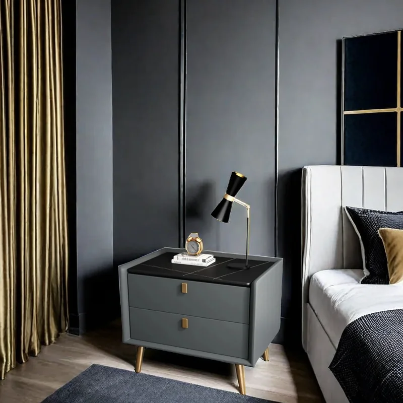 Открытые шкафы стол выдвижной ящик прикроватный столик в скандинавском стиле