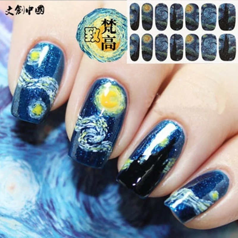 

Manicure Full Sticker Van Gogh's Starry Nail Sticker 14 Sticker Nail Sticker Glittering Powder Nail Sticker Full Sticker