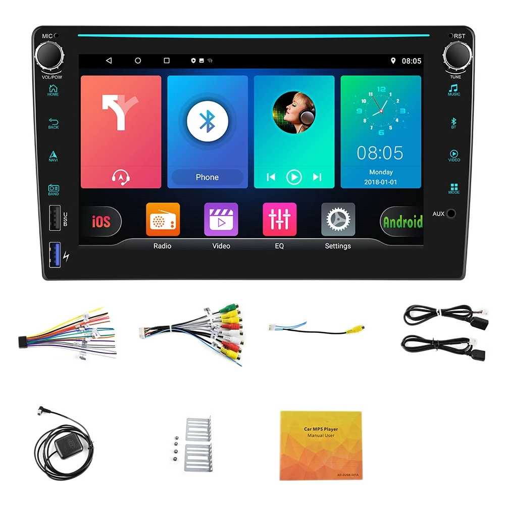 

2 Din Carplay Android Auto 8 Inch Universal Car Radio WIFI GPS FM MP5 Player Multimedia Player 4USB Without Camera