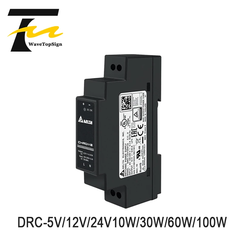 

Delta Chrome DIN Rail Power Supply DRC-24V10W1A DRC-24V60W1AZ 5V 12V 24V 10W 60W 100W